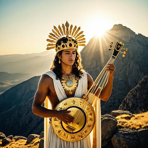 Youthful Apollo with Golden Lyre at Sunrise