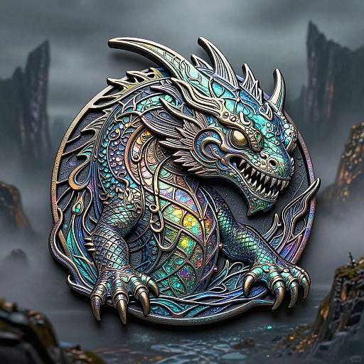 Ethereal Taniwha Line Art Trinket