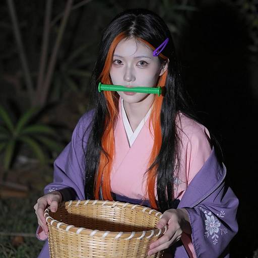 Enchanting Woman in Woven Basket