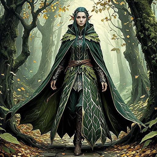Enchanting Sylvan Elf in Leaf Cloak