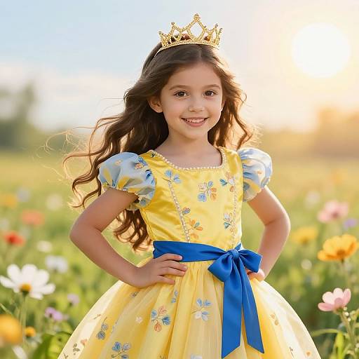 Confident Young Girl in Floral Dress