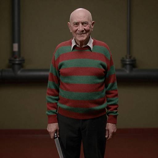 Eccentric Old Man in Striped Sweater