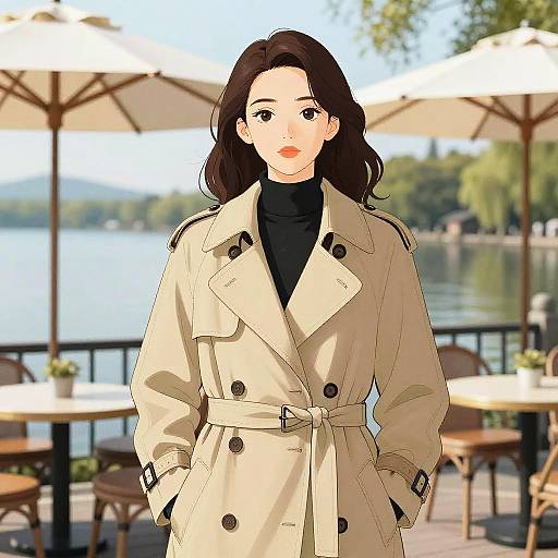 Svelte Woman by Lake Cafe