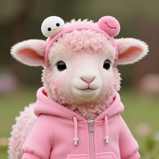 Cute Pink Lamb in Hoodie