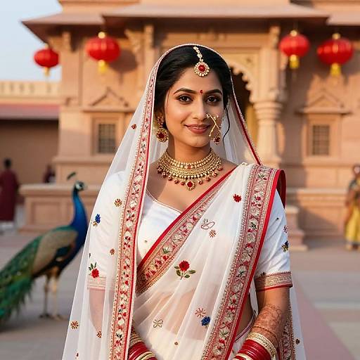 Regal Indian Bride in White Sari