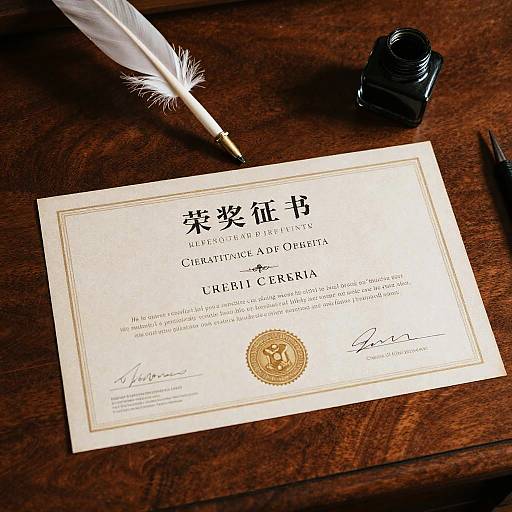 Elegant Vintage Certificate on Desk