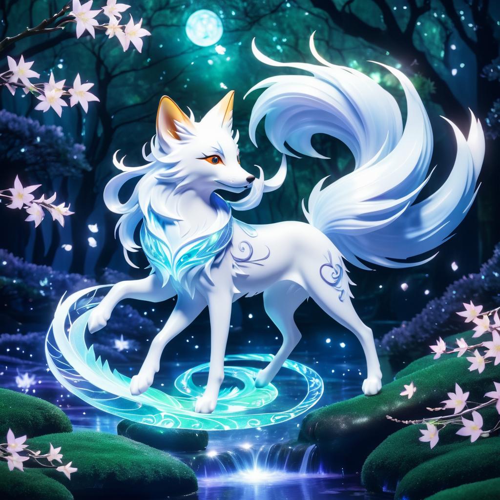 Enchanted Fox Spirit in Moonlit Glade