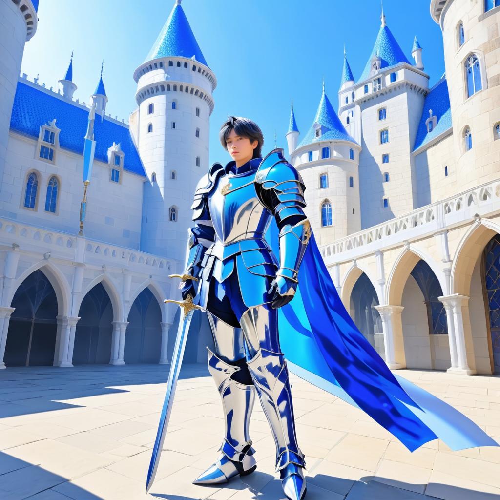 Noble Knight in Majestic Castle Courtyard