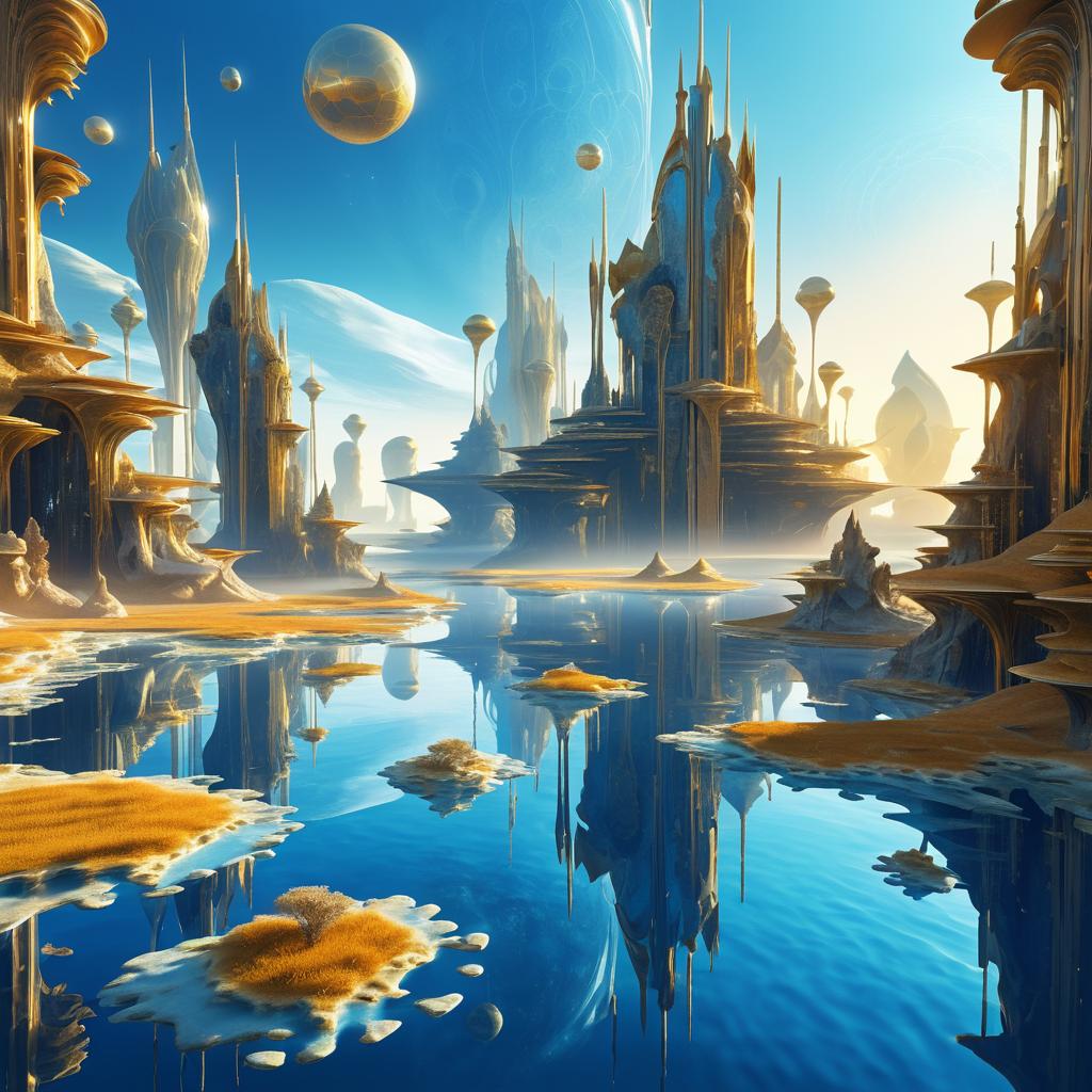 Surreal Futuristic Landscape with Floating Islands