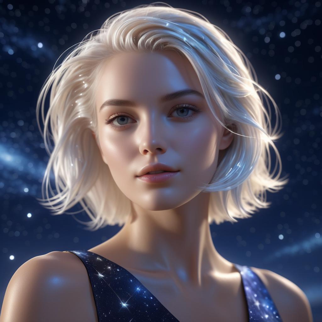 Elegant Woman Beneath a Starry Sky