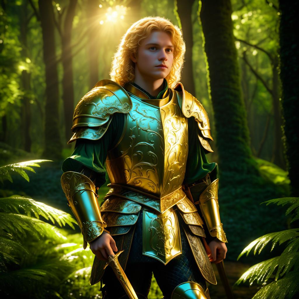 Cinematic Knight in Lush Forest