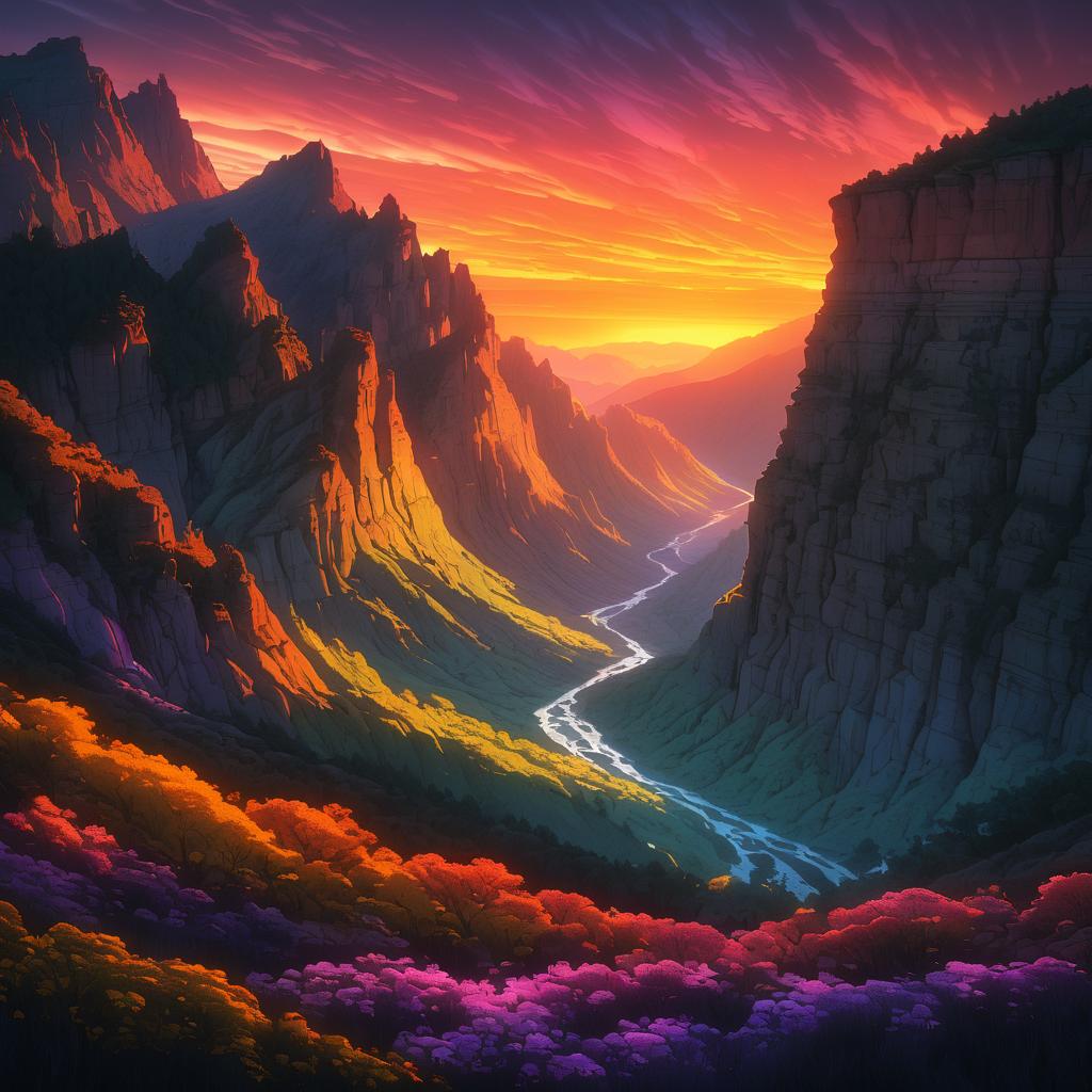 Surreal Twilight Landscape with Craggy Escarpment