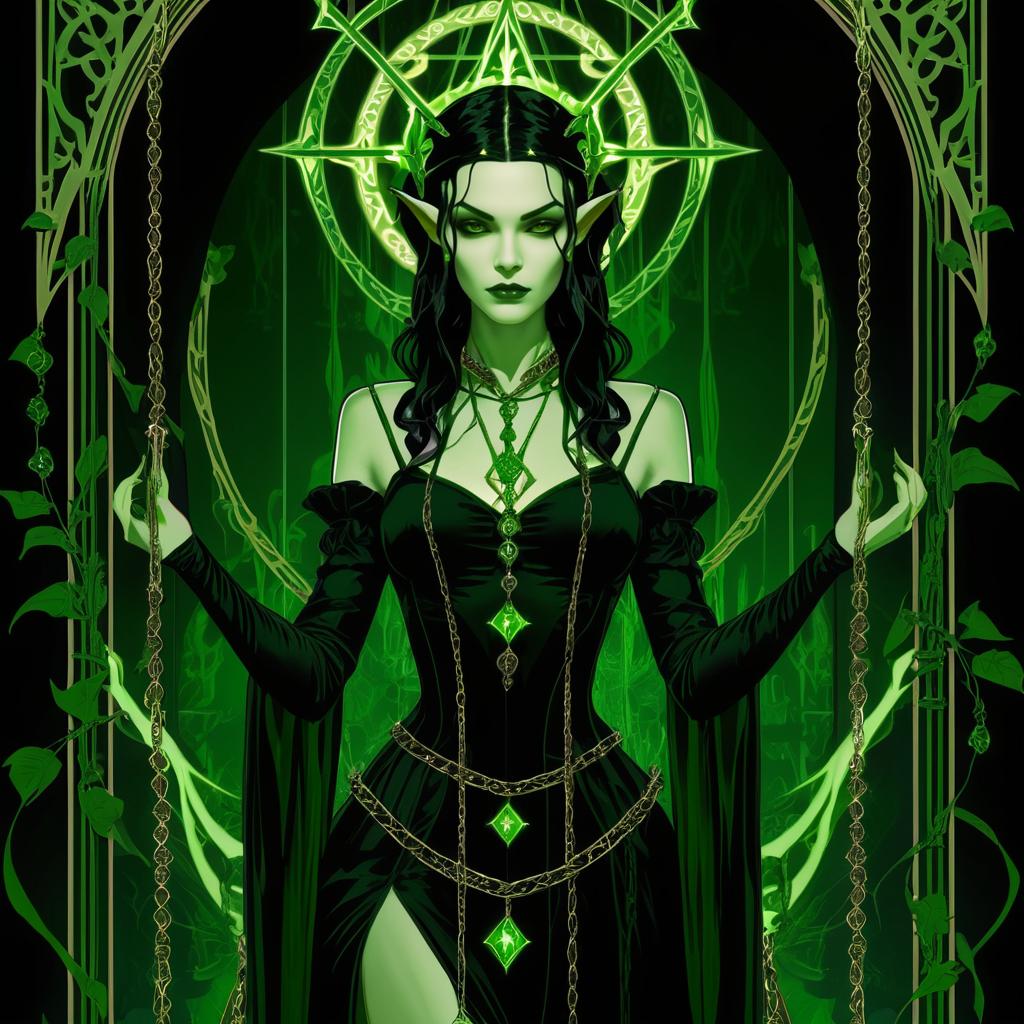 Dark Fantasy Elf Tarot Card Illustration