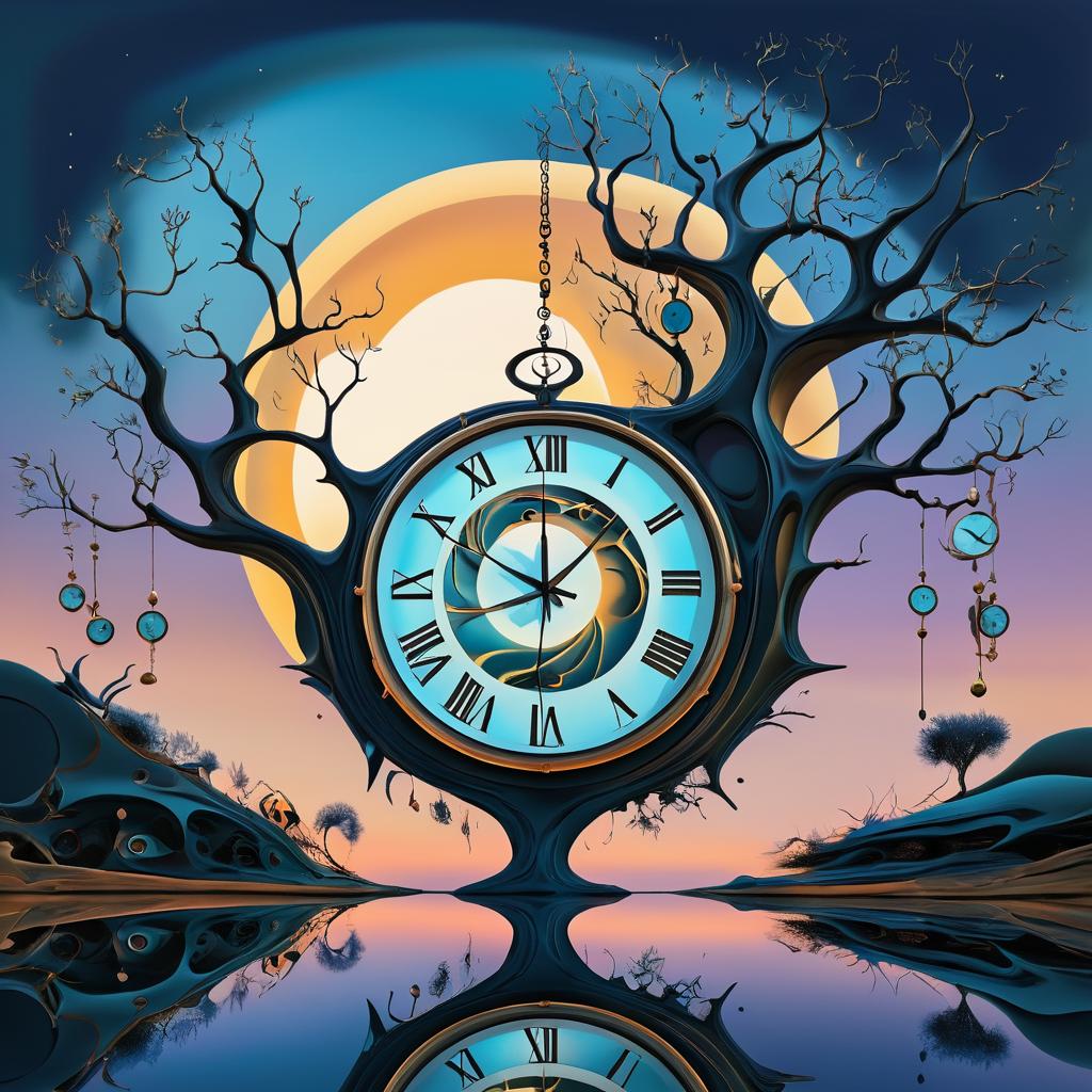 Surreal Melting Clock in Dreamland