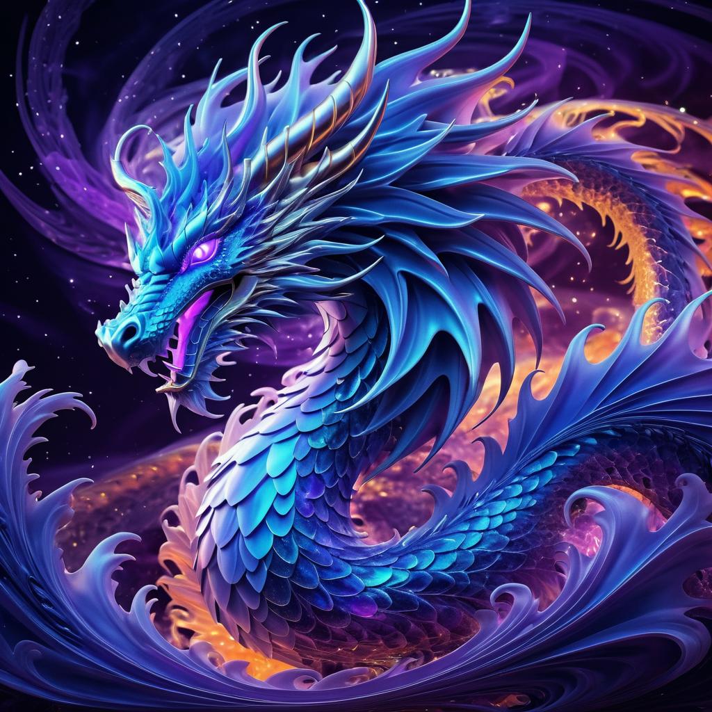 Majestic Dragon in Ethereal Energy Swirls