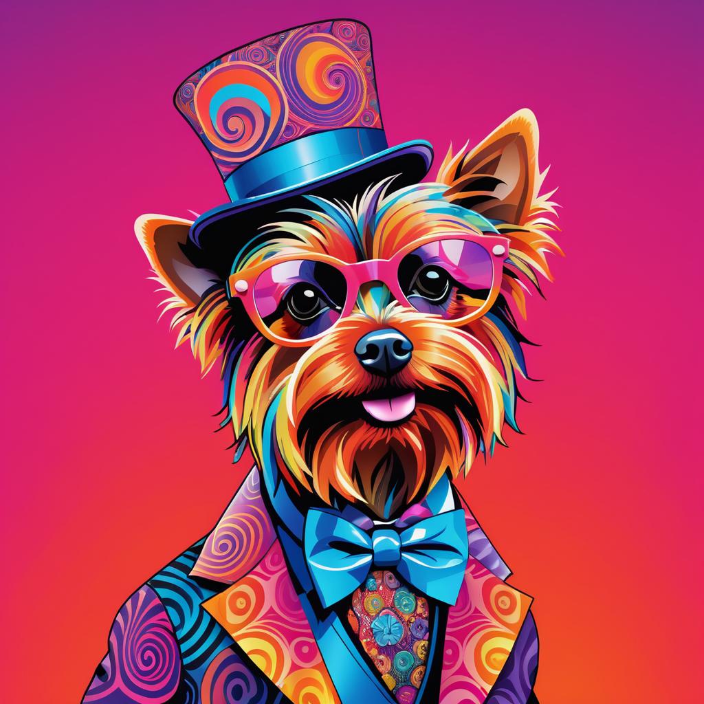 Psychedelic Yorkshire Terrier Fashion Illustration