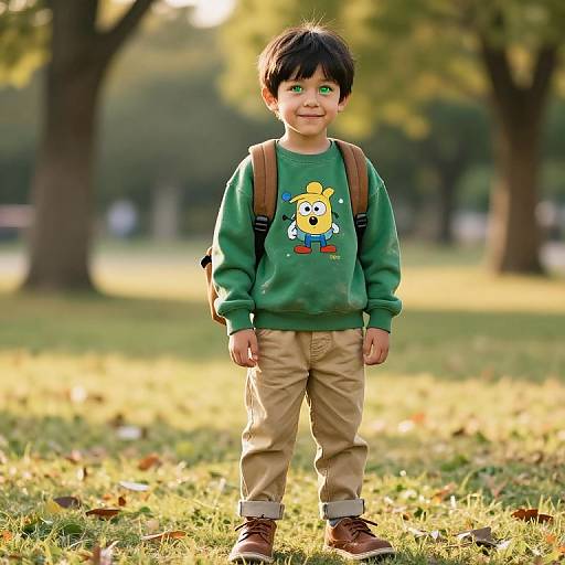 Cheerful Boy in Sunny Park