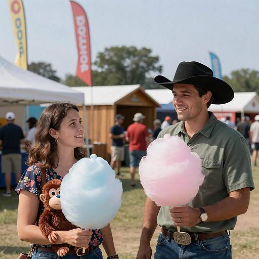 Colorful Fair Scene with Cotton Candy