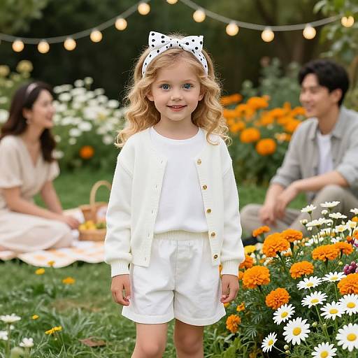 Joyful Girl in Garden Party Outfit