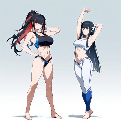 Dynamic Stretching Sisters in Sportswear