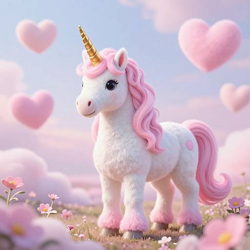 Whimsical Unicorn in Dreamy Landscape