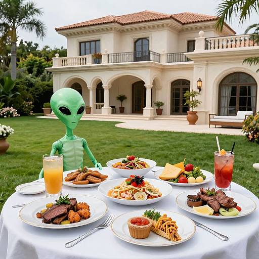 Alien Feast in Luxury Villa Garden