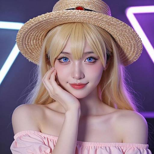 Portrait of Woman with Neon Background