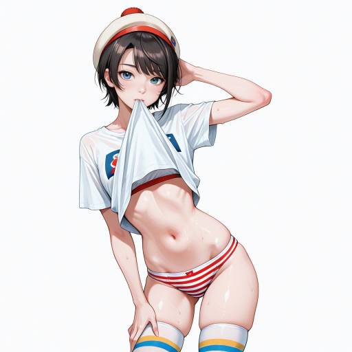 Charming Virtual YouTuber in Striped Outfit