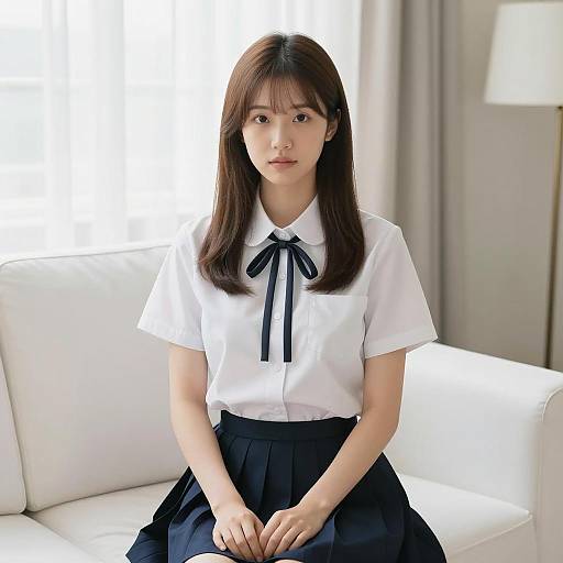 Elegant Young Woman in Bright Room