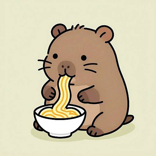 Vintage Cartoon Wombat Eating Spaghetti