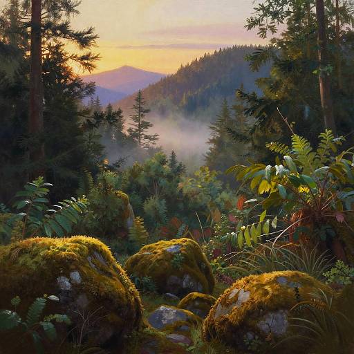 Mossy Pacific Northwest Rainforest Landscape