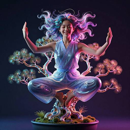 Neon Bonsai Tai Chi Woman