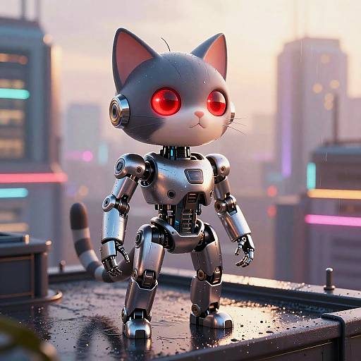 Cyberpunk Robotic Feline Mech