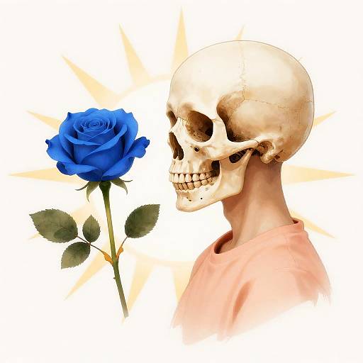 Cerulean Rose Sunburst Side Profile Portrait