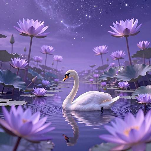 Dreamlike Lavender Lotus Pond