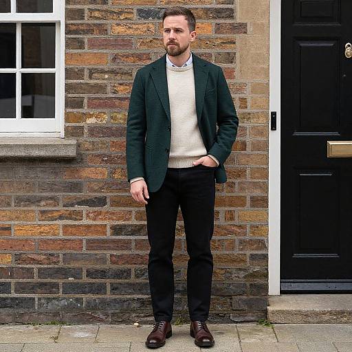 Stylish Man by Rustic Brick Wall
