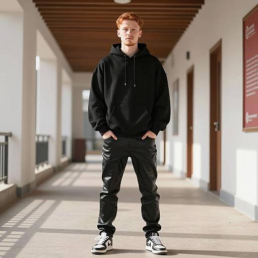 Casual Streetwear: Young Man in Oversized Hoodie