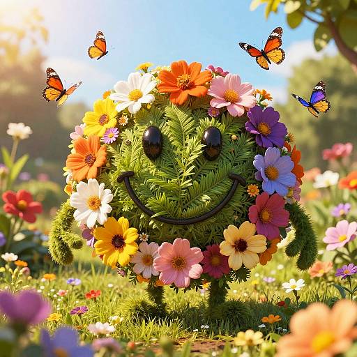 Joyful Flower Face in Garden