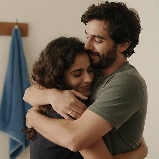 Warm Indoor Embrace of Two People