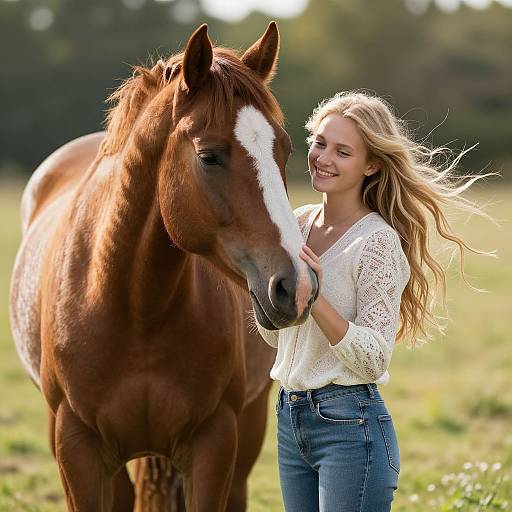 Serene Moment with Chestnut Horse