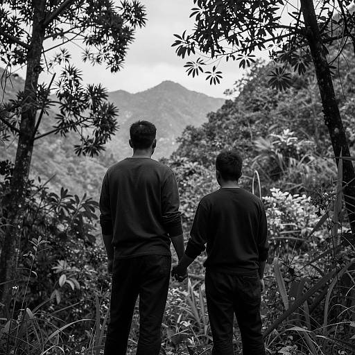 Intimate Moment in Mountainous Forest