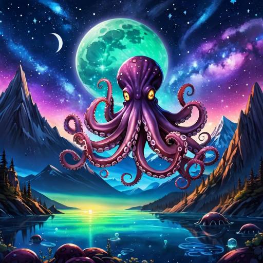 Mystical Night Sky with Octopus Tentacles