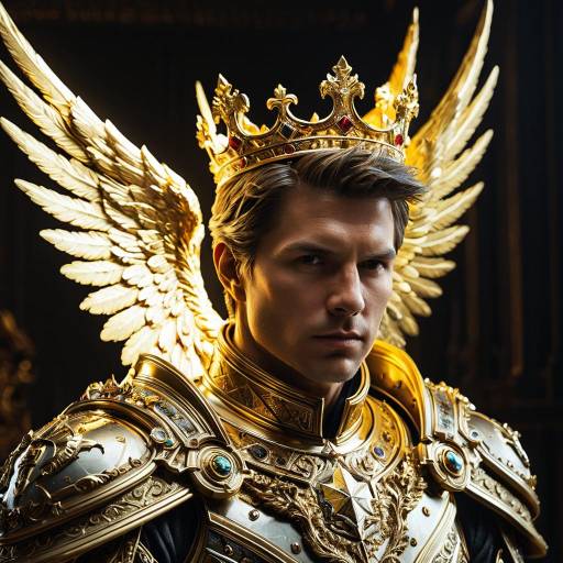 Portrait of Golden Angel King in Ornate Armor
