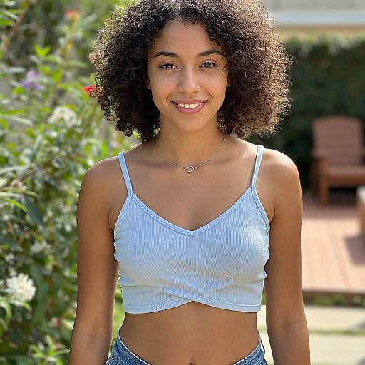 Young Woman in Cotton Cross-Front Top