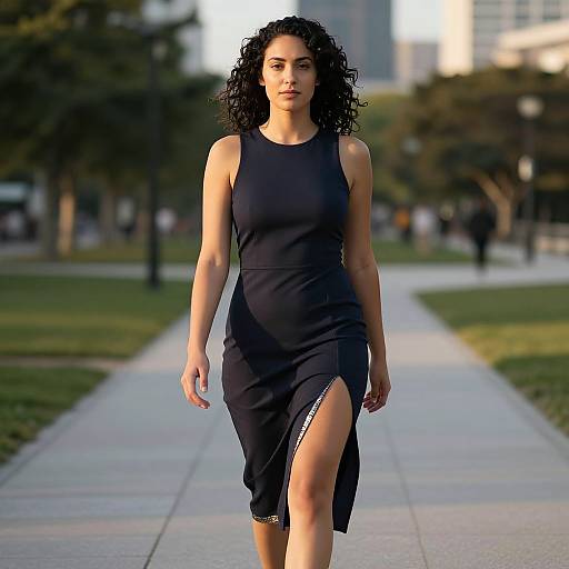 Confident Woman Walking in City Park