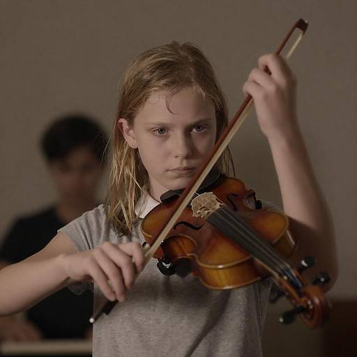 Young Girl Playing Violin in Soft Light