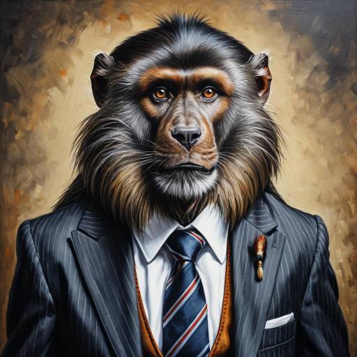 Gelada Baboon in Formal Suit Oil Painting Gelada Baboon in Formal Suit Oil Painting