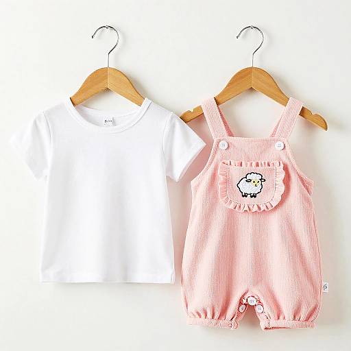 Children's Clothes on Wooden Hangers