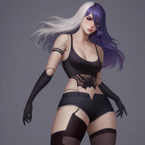 Futuristic Android Woman with Dual-Tone Hair