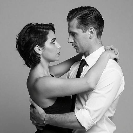 Intense Connection in Black and White Dance